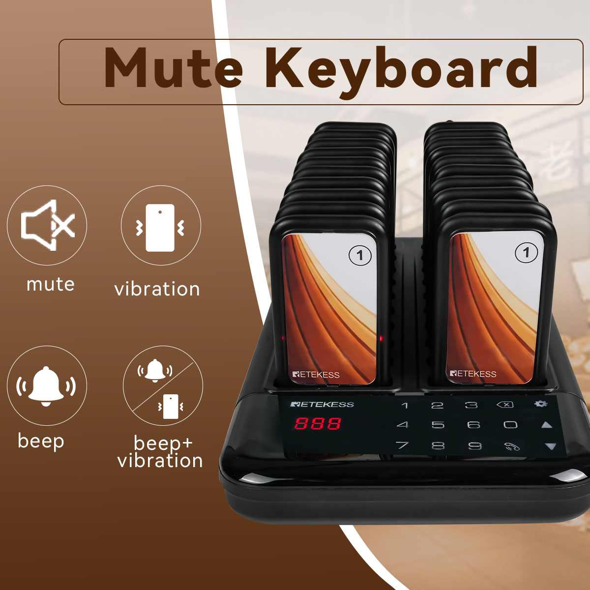 Sistema Pager Per Ristorante Retekess TD113 – Cercapersone Touchscreen Impermeabile IP67, Ricarica Magnetica, Portata 80m, Per Camerieri E Sala D'aspetto