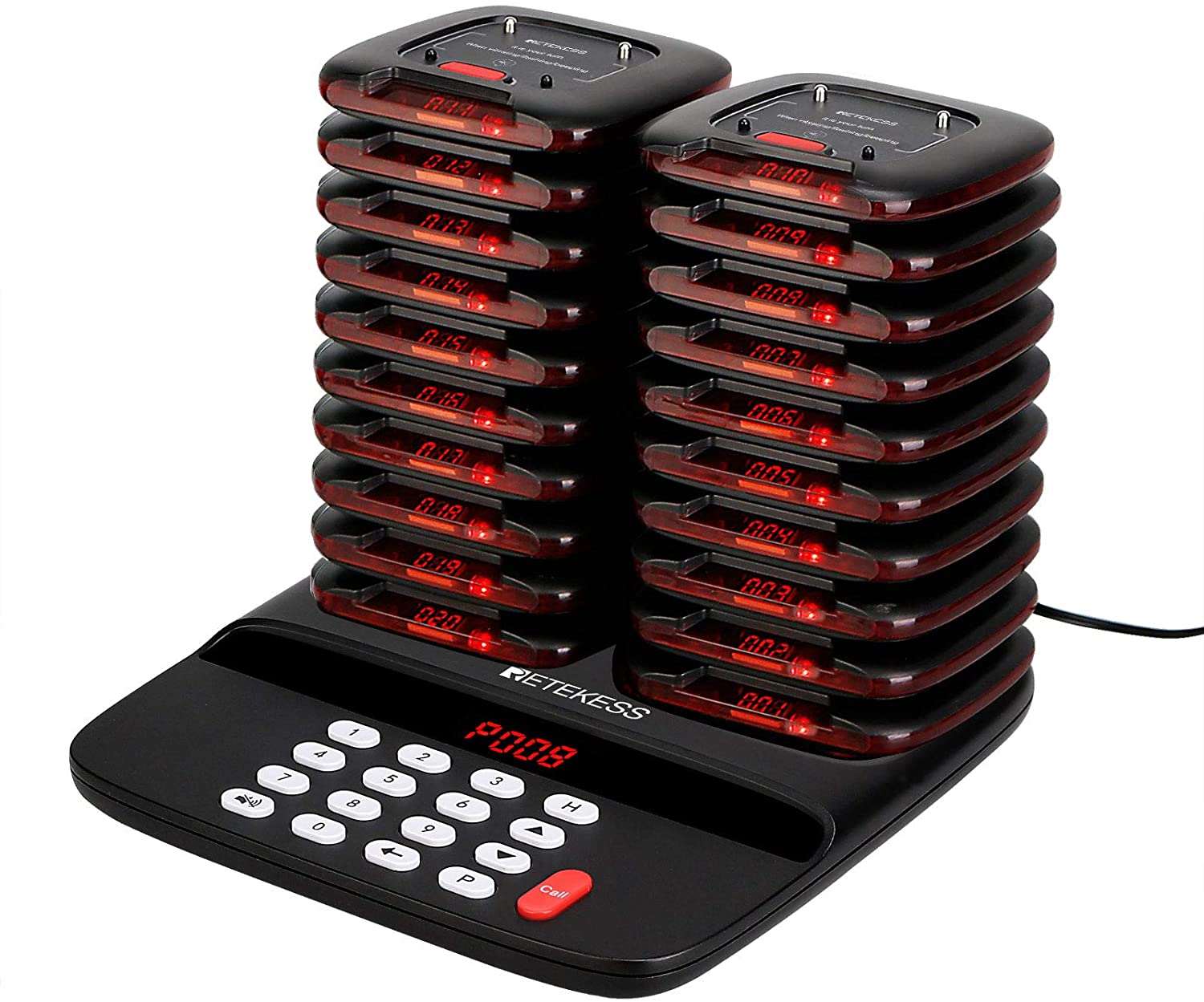 Retekess TD183 Pager System, Dual Charge Wireless Calling System ...
