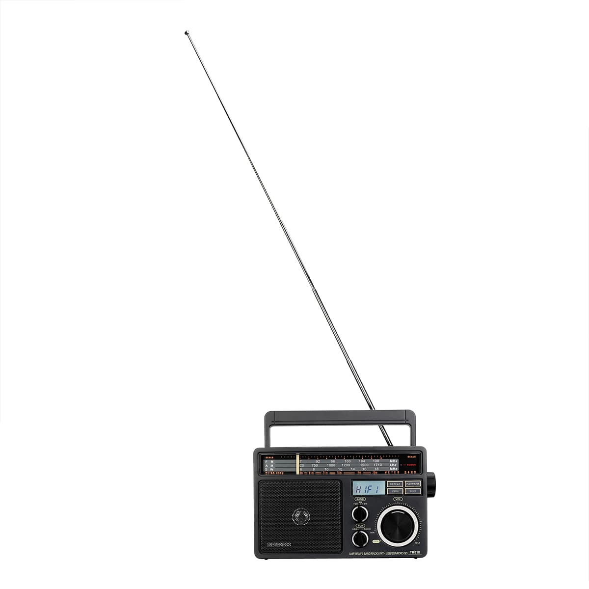 Retekess TR618 Draagbare Radio, FM AM SW Radio, Ondersteuning voor USB, TF- kaart, SD-kaart, met Hoofdtelefoonaansluiting, AC- of Batterijvoeding voor Ouderen(Donkergrijs Retekess TR618 Draagbare Radio, FM AM SW Radio, Ondersteuning voor USB, TF- kaart, SD-kaart, met Hoofdtelefoonaansluiting, AC- of Batterijvoeding voor Ouderen(Donkergrijs