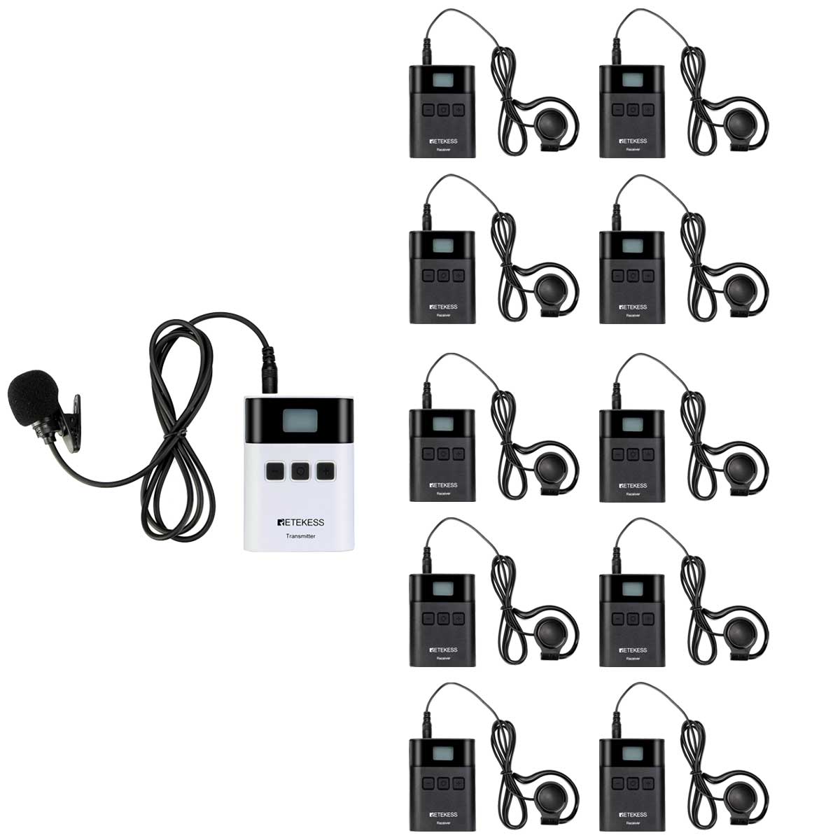 Retekess TT122 Wireless Tour Guide System 1 Transmitter and 10 Receivers