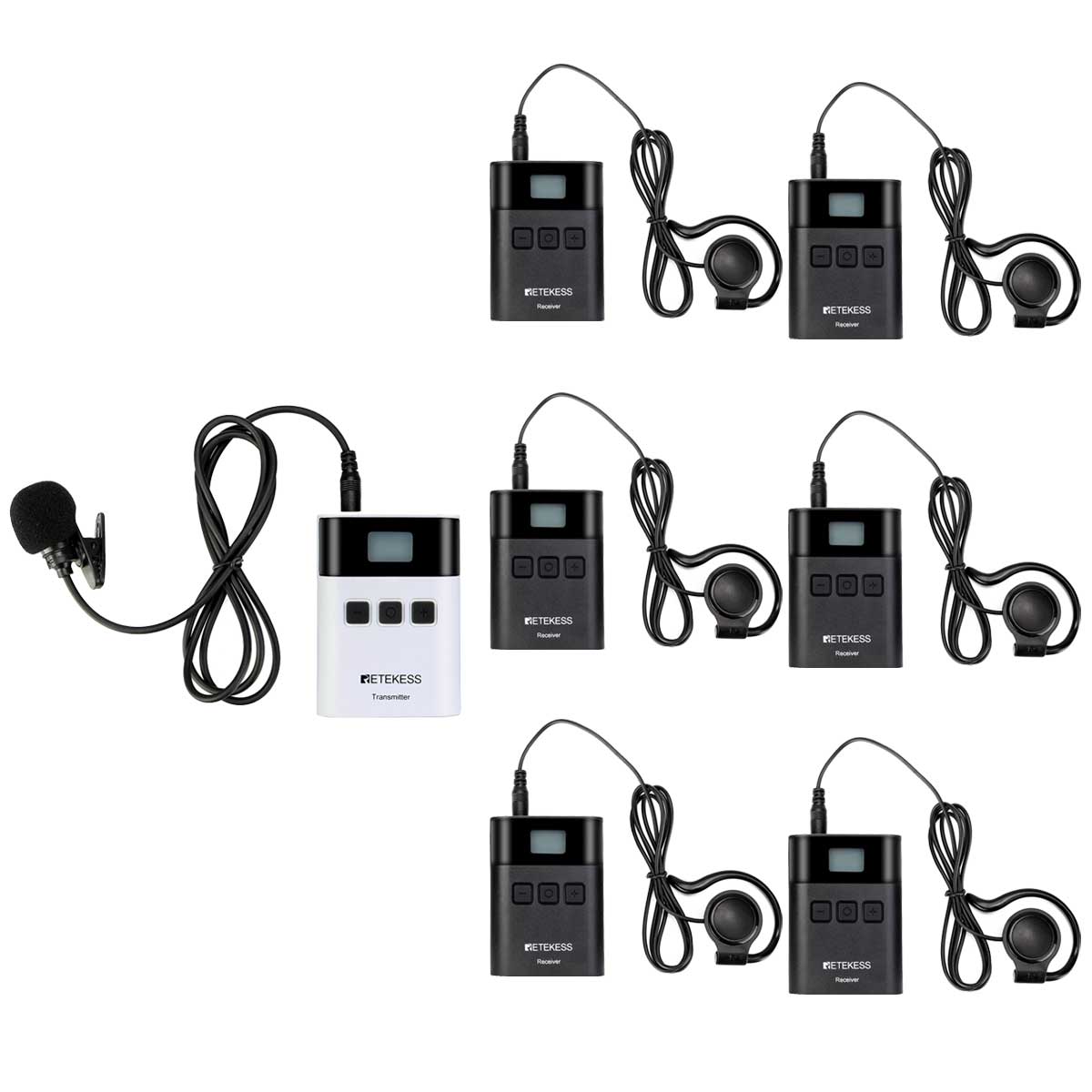 Retekess TT122 Wireless Tour Guide System 1 Transmitter and 6 Receivers