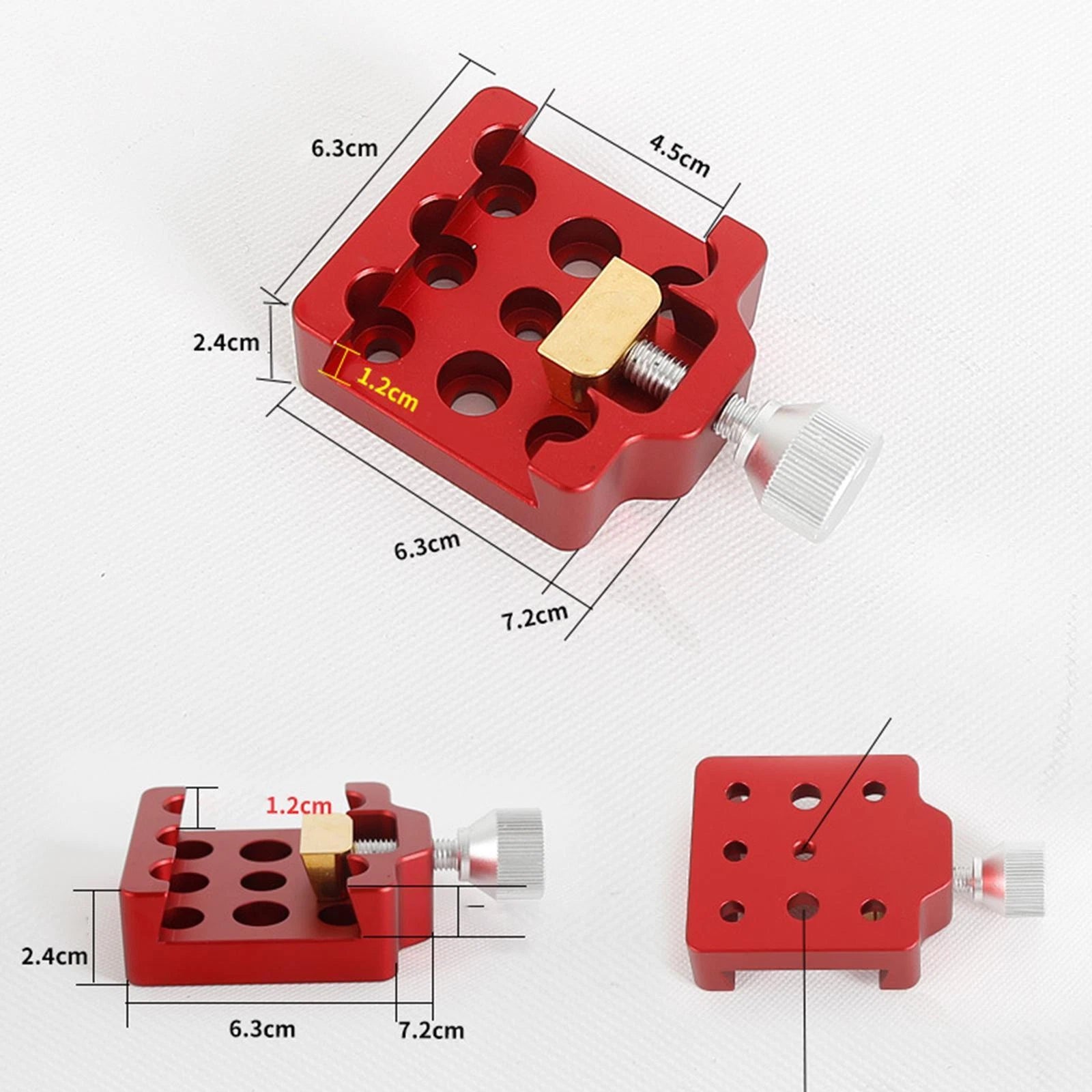 Dark Clear Skies small Dovetail Clamp with dimensions labeled on a white background