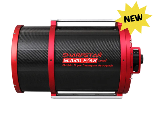 SCA310 310mm f/3.8 Cassegrain astrograph shown with a new product label
