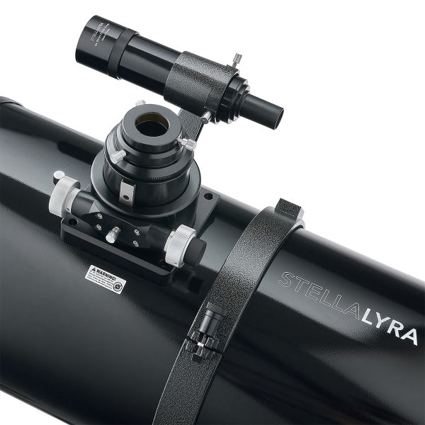 StellaLyra 10-inch Newtonian showing focuser, finder and tube ring