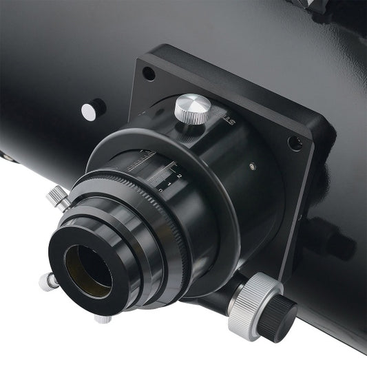 Close-up of the StellaLyra 10-inch Newtonian dual-speed focuser