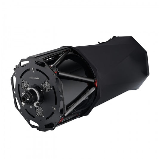 Rear of StellaLyra 16-inch lightweight RC with standard manual focuser; pictured shroud not listed in the standard package