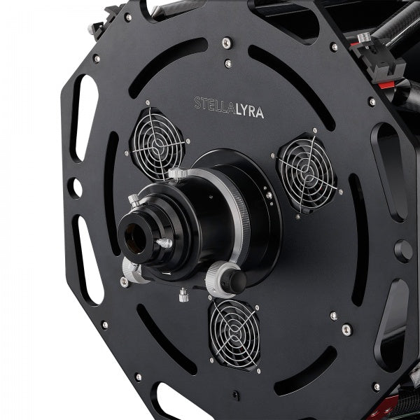 Standard manual focuser and three cooling fans on StellaLyra 16-inch lightweight RC