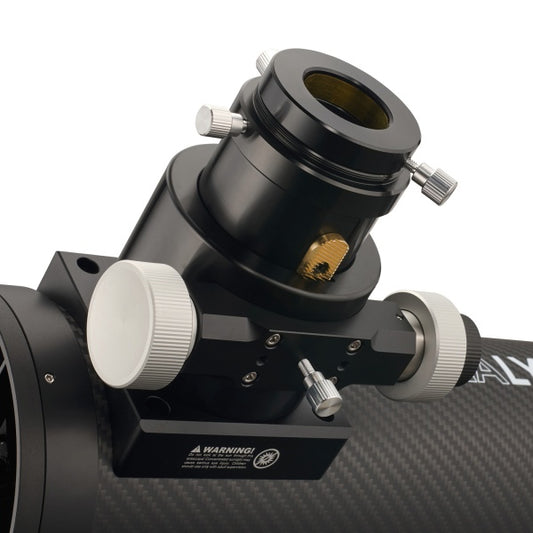 Underside of the rack-and-pinion focuser showing the toothed rack