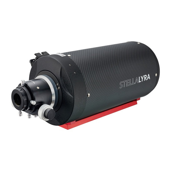StellaLyra 6-inch f/9 carbon-fibre RC showing rear focuser and mounting rail