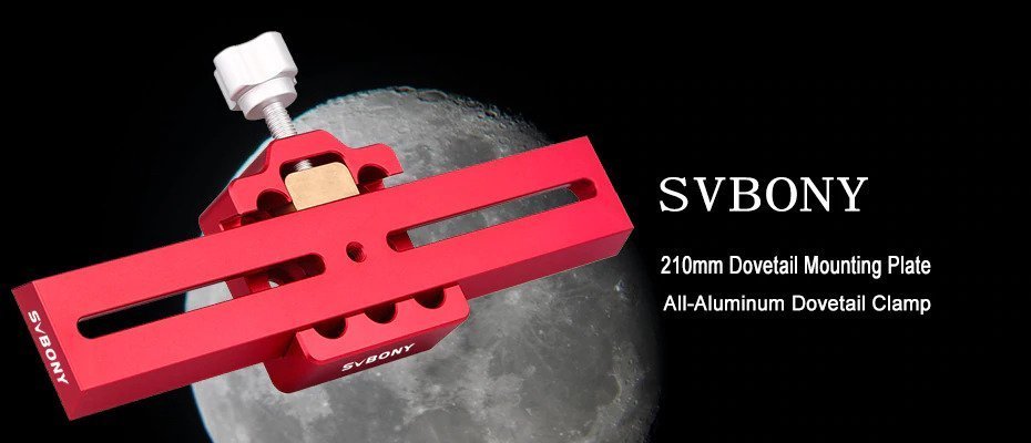SVBONY 210mm Dovetail Plate & Medium Clamp for Telescopes red
