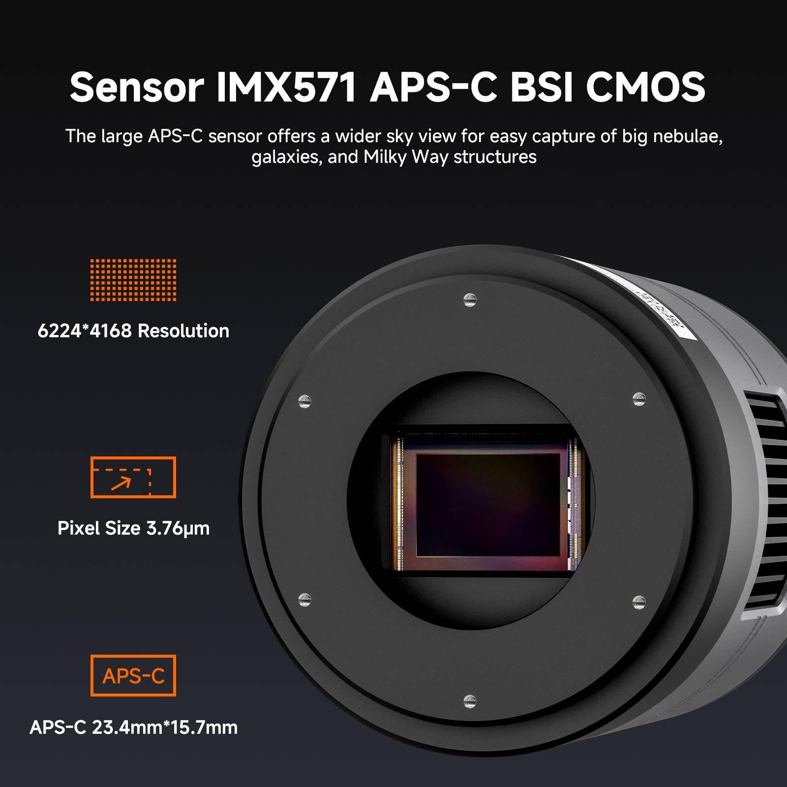 SVBONY SC571CC astronomy camera featuring IMX571 APS-C BSI CMOS sensor
