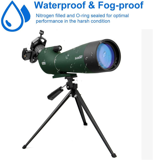 Svbony SV28 Spotting Scope with Tripod Phone Adapter 25-75X70, HD Zoom BAK4 Prism MC Optics Lens