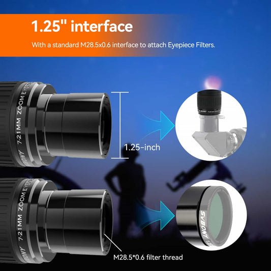SV135 Zoom Eyepiece 1.25inch 7-21mm 60°- 40° 1.25" interface