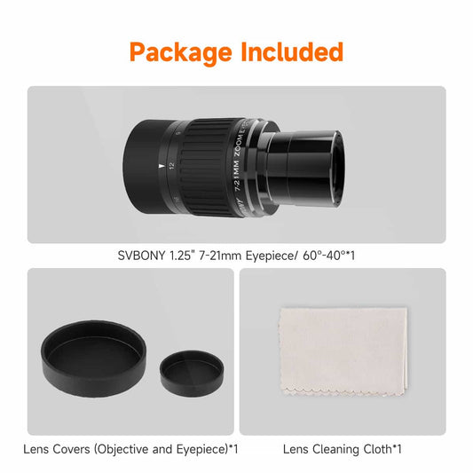 SV135 Zoom Eyepiece 1.25inch 7-21mm 60°- 40°  package