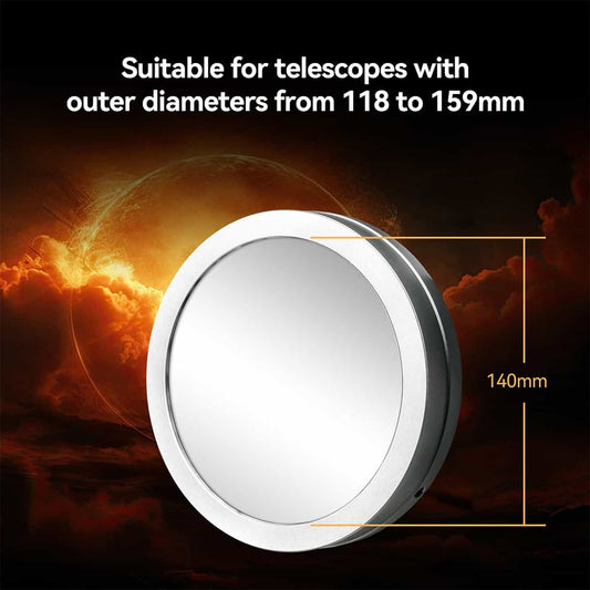 Telescope accessory with a diameter of 140mm against a space-themed background
