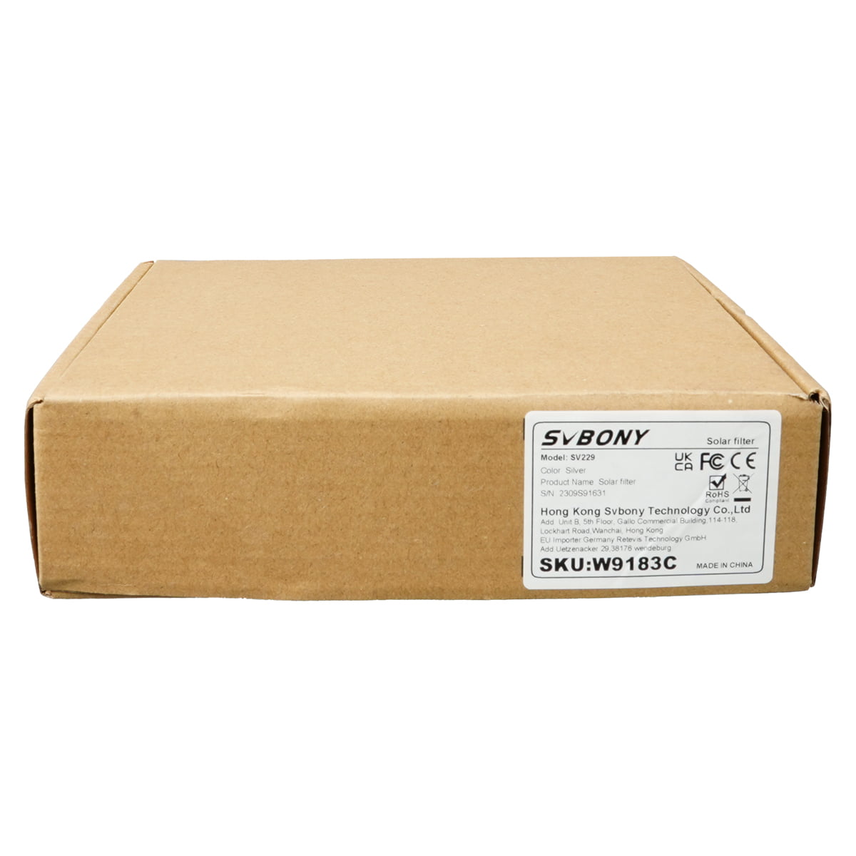 SV229 Solar Eclipse Filter box