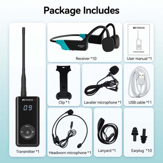 Retekess TT120 Waterproof Tour Guide System IP68 – Dark Clear Skies UK