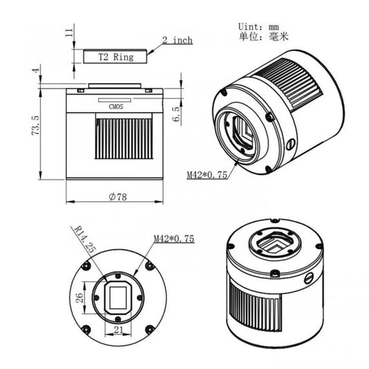 ZWO ASI 183MM PRO COOLED Monochrome CMOS Camera for Astrophotography