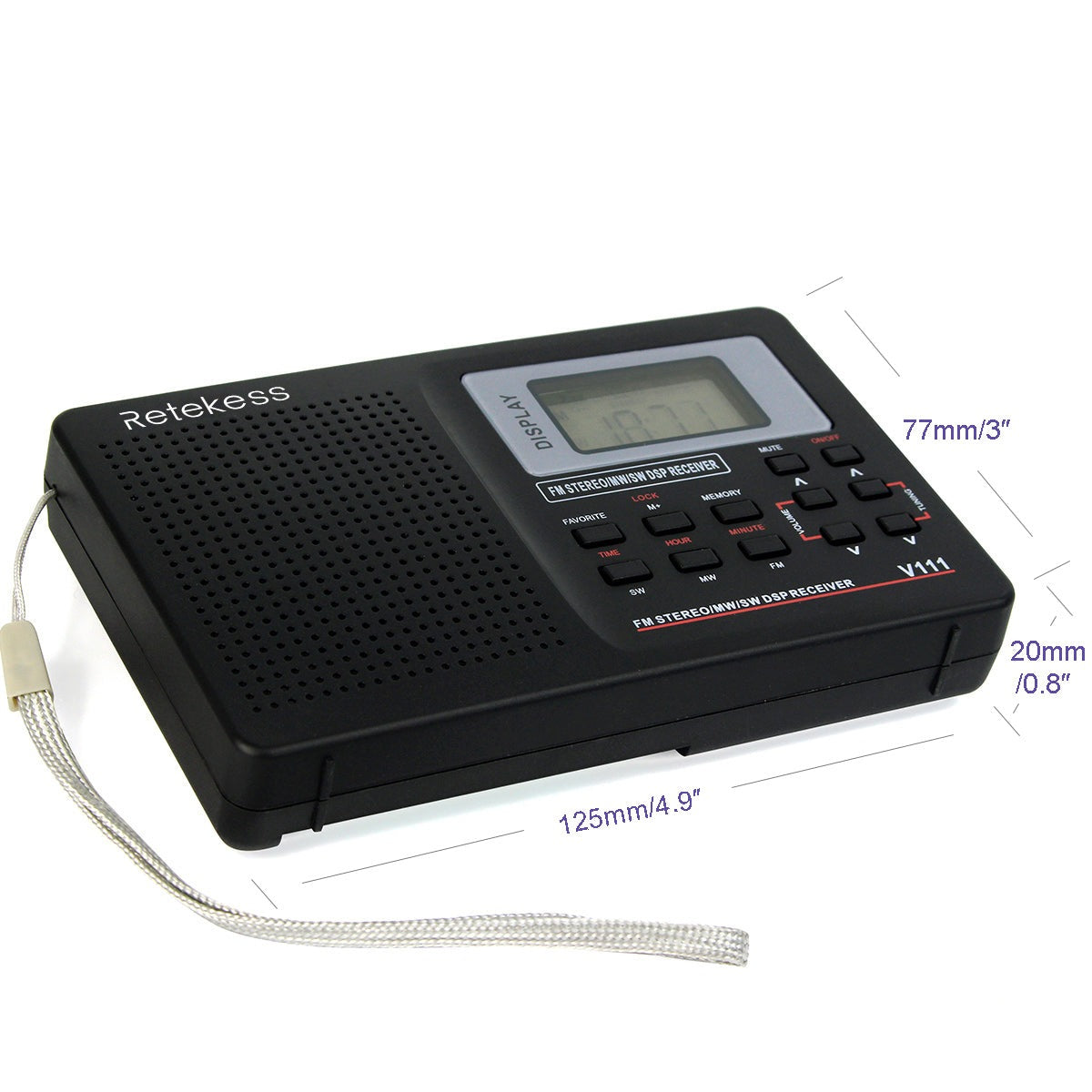 Retekess V111 Portable Radio with Digital Alarm Clock Sleep Timer