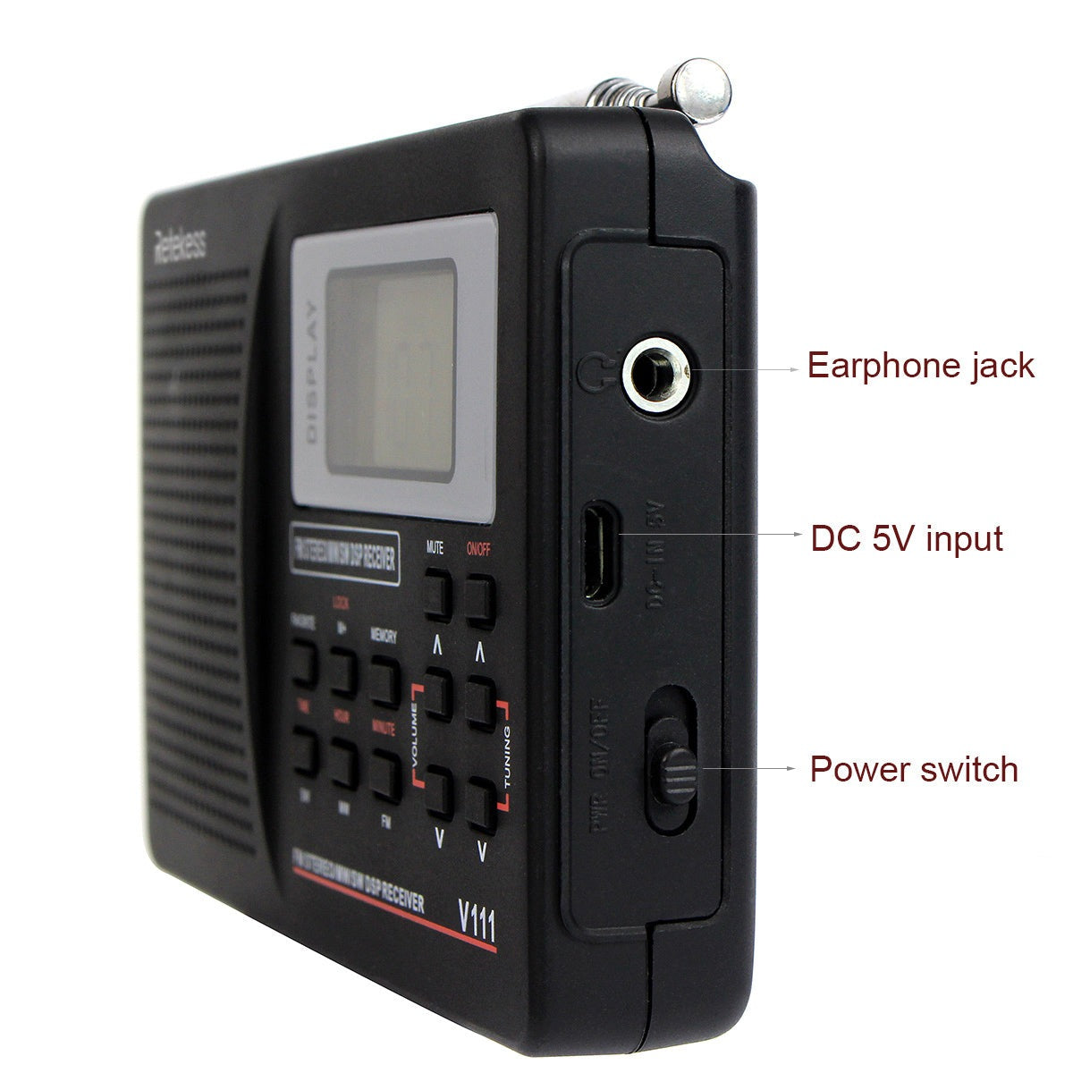 Retekess V111 Portable Radio with Digital Alarm Clock Sleep Timer