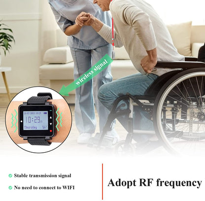 Retekess T128-TD019 Wireless Caregiver Pager Alert System Emergency Call Button with 600mAh Built-in Battery