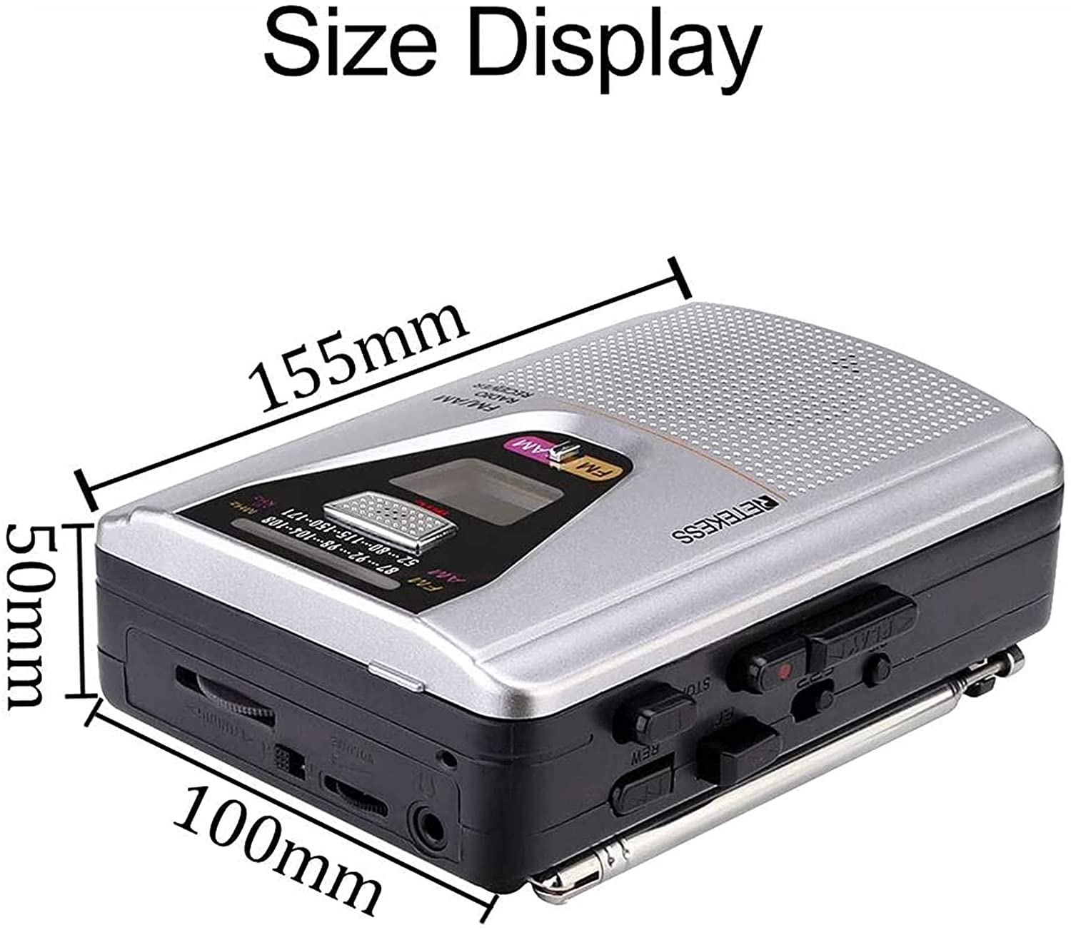 Retekess TR620 Cassette Player Walkman Portable AM/FM Audio Built-in Speaker and Microphone, Suitable for Cassette Collectors
