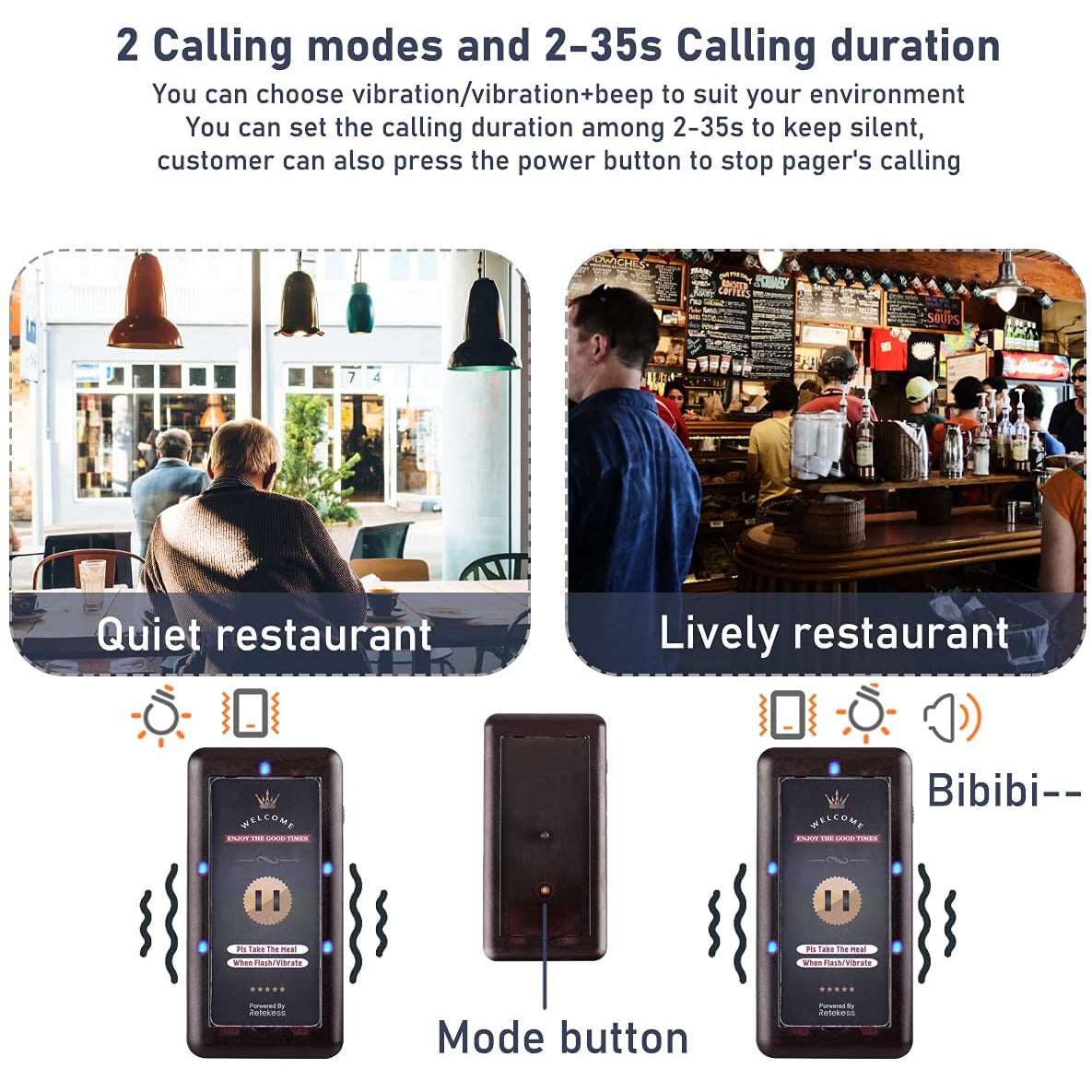 Retekess T115 Restaurant Pager System Buzzers Beepers Restaurant Calling System Waterproof Touch Keypad 18 Beepers