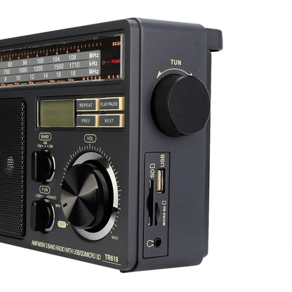 Retekess TR618 Portable Radio, AM FM SW Radio, Analog Short-wave Radio, Support USB, SD/TF Card