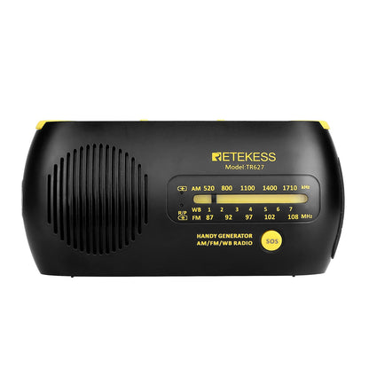 Retekess TR627 Emergency Radio with Hand Crank Self Powered AM/FM/WB NOAA LED Flashlight Black