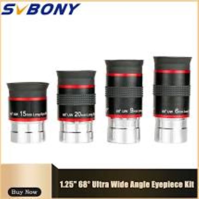 Svbony 68° Ultra Wide Angle 1.25" Eyepieces. Svbony 68° Full Set of Eyepieces 6mm 9mm 15mm 20mm