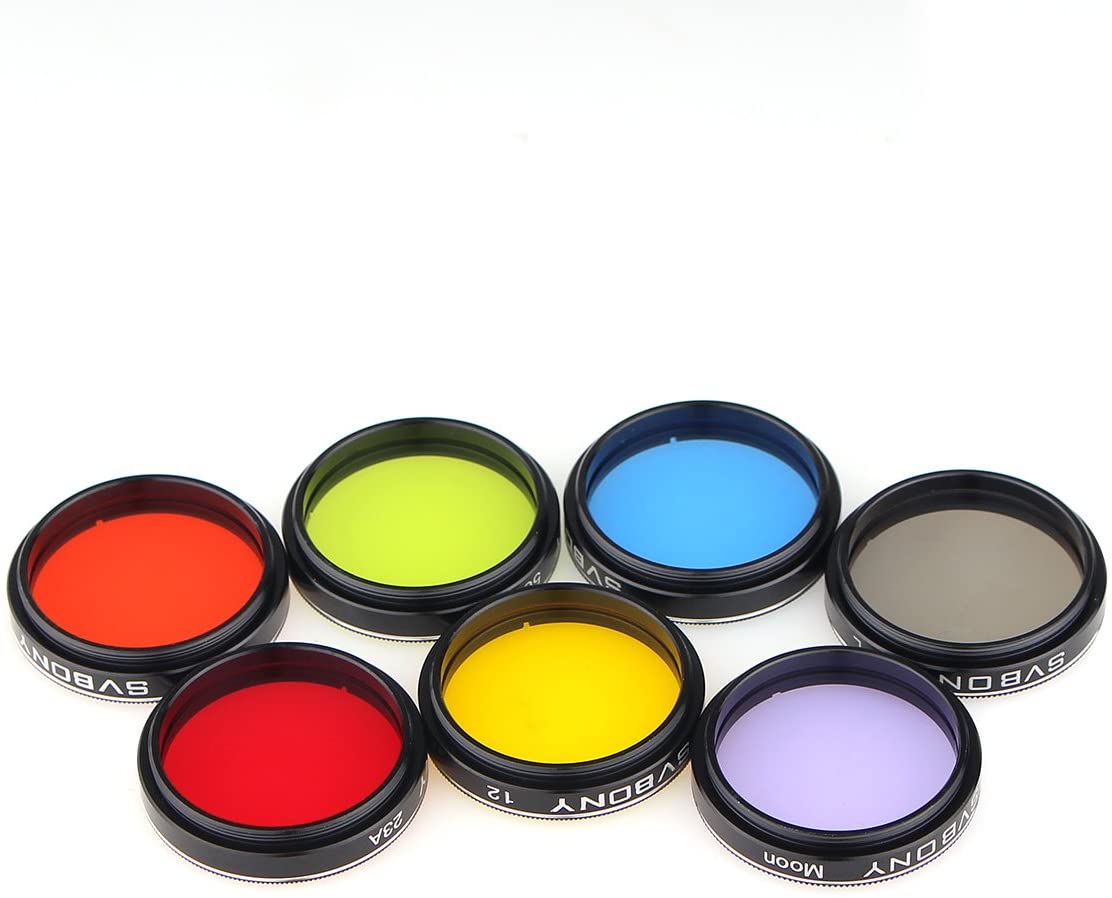 Svbony Moon Filter Set 1.25 Inch includes a CPL , Moon and 5 colour filters.