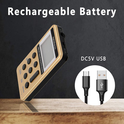 Retekess V112 Pocket Radio with Earphones, AM FM Radio Mini Receiver with Sleep Timer USB Rechargeable Battery