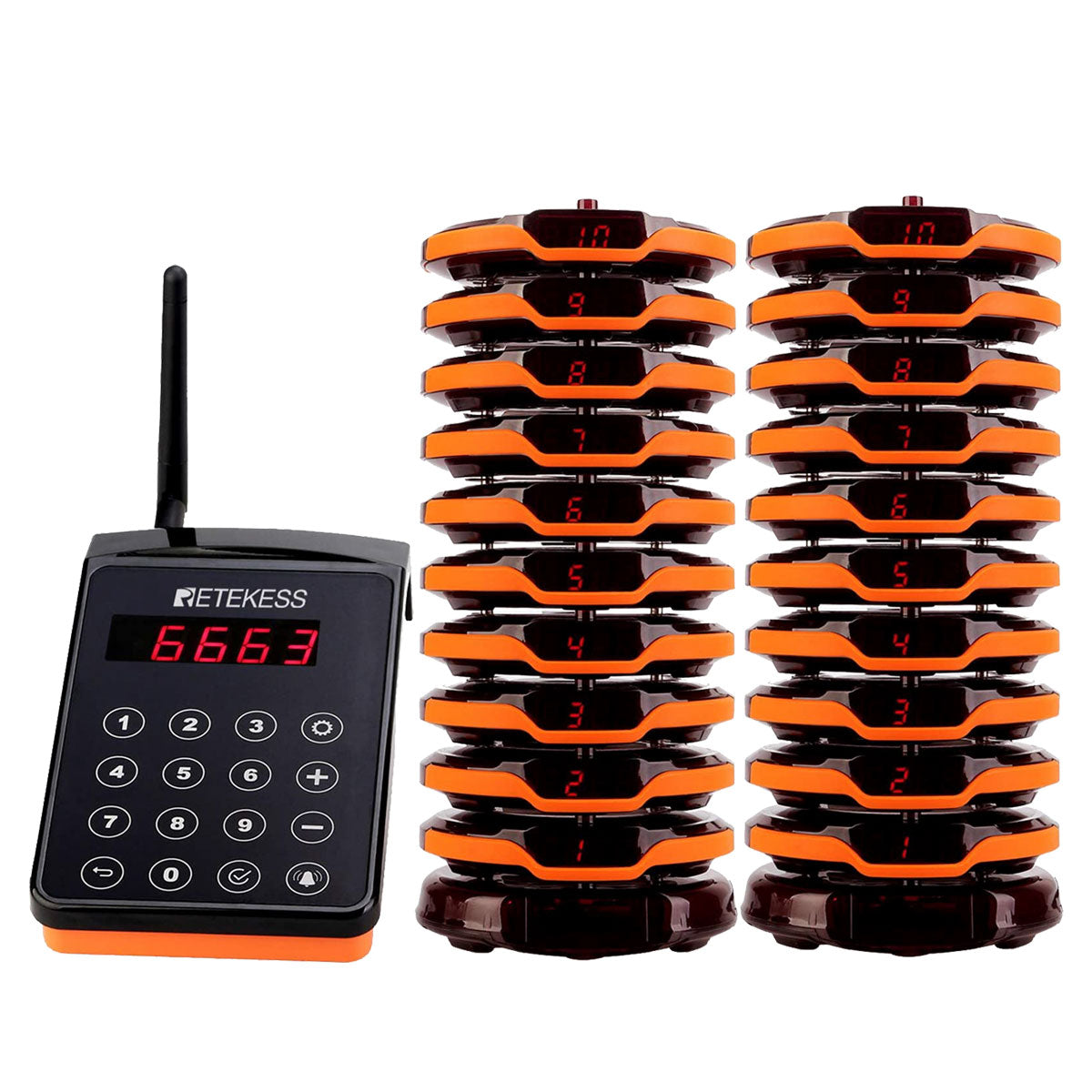 Retekess TD156 IP67 Waterproof and Long Range Pager System 800m 1 Keypad 20 Pagers