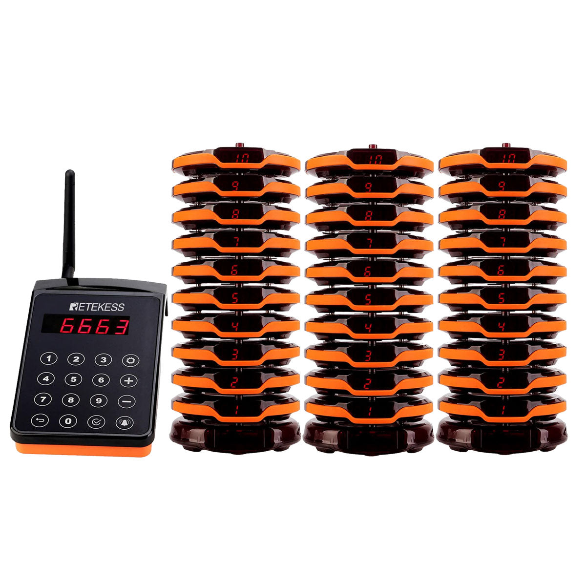 Retekess TD156 IP67 Waterproof and Long Range Pager System 800m 1 Keypad 30 Pagers
